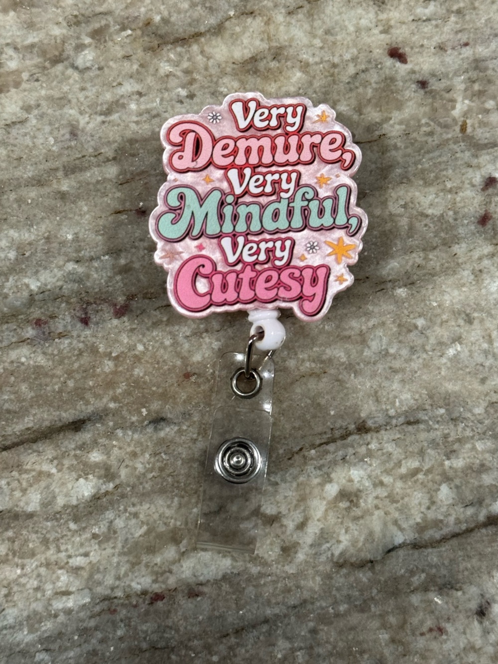 Pink 'Very Demure, Very Mindful, Very Cutesy' Badge Reel -
